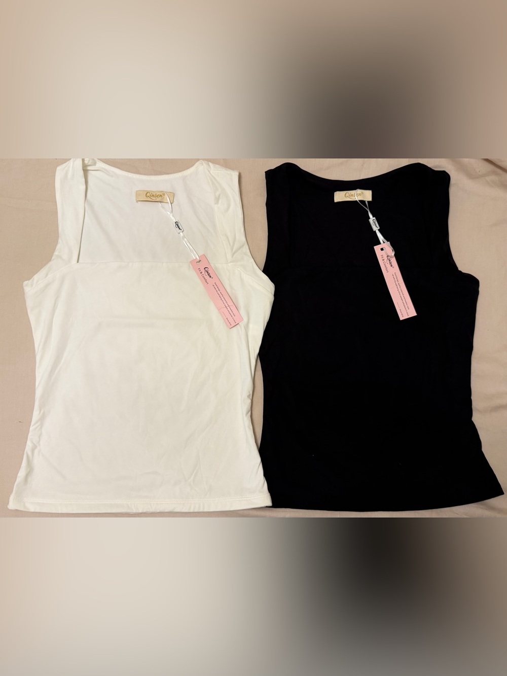 Classic Scoop Neck Tank Top - White and Black